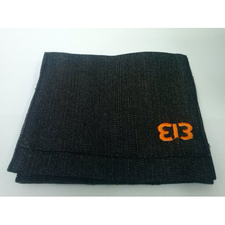 3B Handmade Pouch-Elastic Jean-Black-Orange
