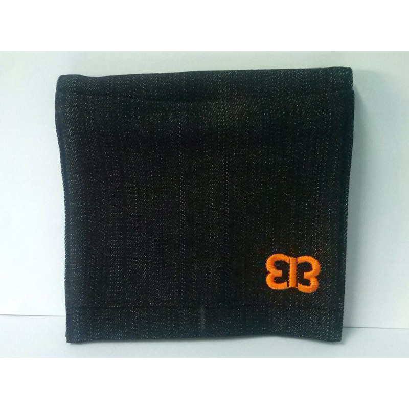 3B Handmade Pouch-Elastic Jean-Black-Orange
